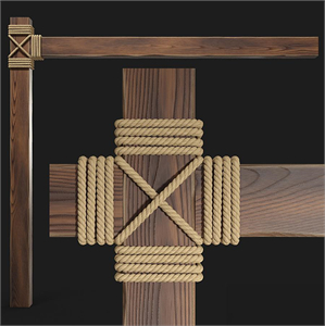 Wooden beams with rope